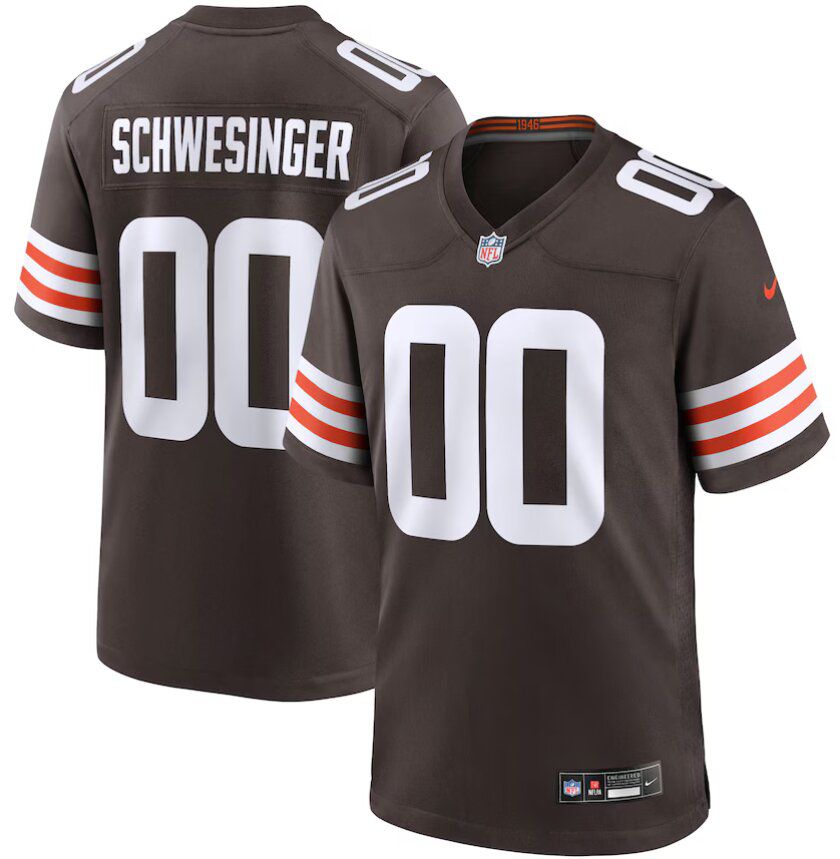 Men Cleveland Browns #00 Carson Schwesinger Brown Nike 2025 NFL Draft Game Jersey